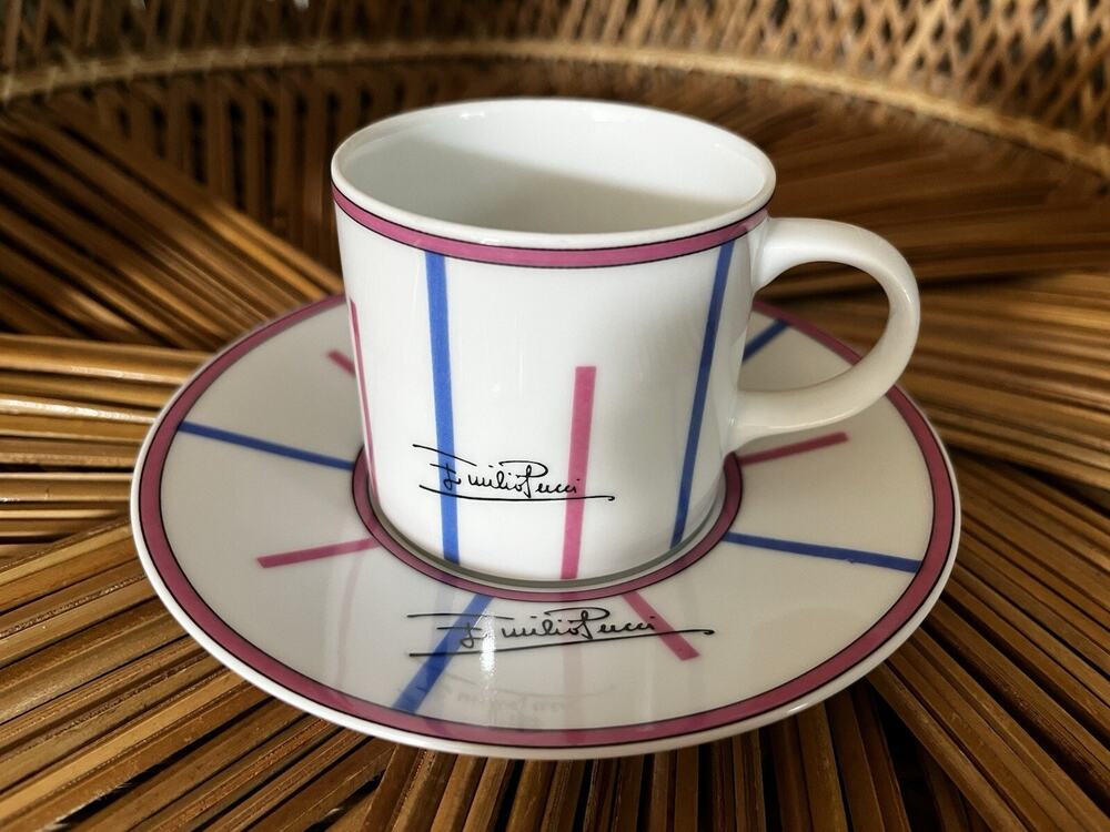Vintage Emilio Pucci Tea Set 2 Saucer 2 Cups Rare Japan